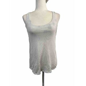 Lululemon Athletica Free To Be Tank Top Built In Bra Size 4 White Striped